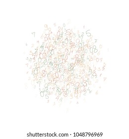 Hand drawn numbers. .  Scribbled handwritten numbers for  card, poster, banner. Vector background with color numbers in primitive style. Simple pattern for your design.