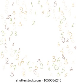 Hand drawn numbers. .  Scribbled handwritten numbers for  card, poster, banner. Vector background with color numbers in primitive style. Simple pattern for your design.