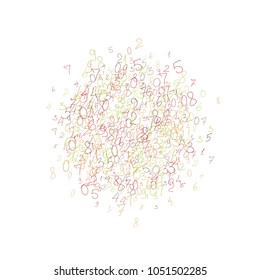 Hand drawn numbers. .  Scribbled handwritten numbers for  card, poster, banner. Vector background with color numbers in primitive style. Simple pattern for your design.