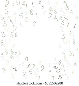 Hand drawn numbers. .  Scribbled handwritten numbers for  card, poster, banner. Vector background with color numbers in primitive style. Simple pattern for your design.