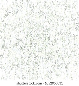 Hand drawn numbers. Scribbled handwritten numbers for  card, poster, banner. Vector background with color numbers in primitive style. Simple pattern for your design.