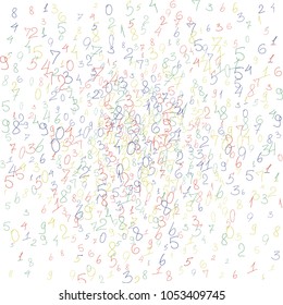 Hand drawn numbers. Scribbled handwritten numbers for  card, poster, banner. Vector background with color numbers in primitive style. Simple pattern for your design.