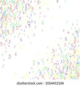 Hand drawn numbers.  Scribbled handwritten numbers for  card, poster, banner. Vector background with color numbers in primitive style. Simple pattern for your design.