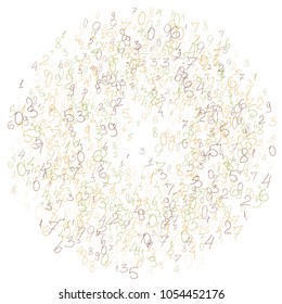 Hand drawn numbers. Scribbled handwritten numbers for  card, poster, banner. Vector background with color numbers in primitive style. Simple pattern for your design.
