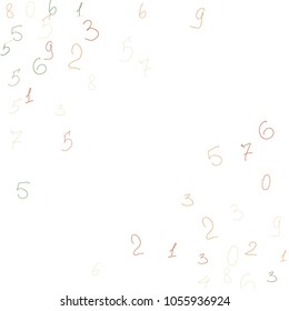 Hand drawn numbers. .  Scribbled handwritten numbers for  card, poster, banner. Vector background with color numbers in primitive style. Simple pattern for your design.
