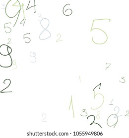 Hand drawn numbers. Scribbled handwritten numbers for  card, poster, banner. Vector background with color numbers in primitive style. Simple pattern for your design.
