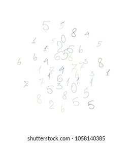 Hand drawn numbers. Scribbled handwritten numbers for  card, poster, banner. Vector background with color numbers in primitive style. Simple pattern for your design.