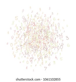 Hand drawn numbers. .  Scribbled handwritten numbers for  card, poster, banner. Vector background with color numbers in primitive style. Simple pattern for your design.