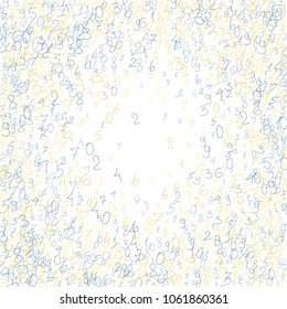 Hand drawn numbers. .  Scribbled handwritten numbers for  card, poster, banner. Vector background with color numbers in primitive style. Simple pattern for your design.