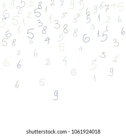 Hand drawn numbers. .  Scribbled handwritten numbers for  card, poster, banner. Vector background with color numbers in primitive style. Simple pattern for your design.