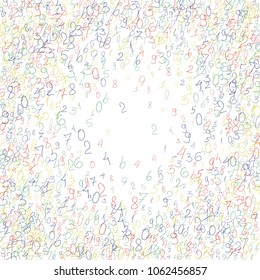 Hand drawn numbers. Scribbled handwritten numbers for  card, poster, banner. Vector background with color numbers in primitive style. Simple pattern for your design.