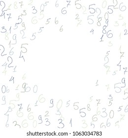 Hand drawn numbers. .  Scribbled handwritten numbers for  card, poster, banner. Vector background with color numbers in primitive style. Simple pattern for your design.