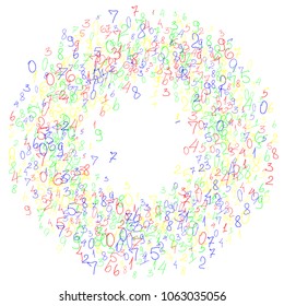 Hand drawn numbers. .  Scribbled handwritten numbers for  card, poster, banner. Vector background with color numbers in primitive style. Simple pattern for your design.