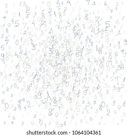 Hand drawn numbers. .  Scribbled handwritten numbers for  card, poster, banner. Vector background with color numbers in primitive style. Simple pattern for your design.