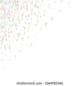 Hand drawn numbers. .  Scribbled handwritten numbers for  card, poster, banner. Vector background with color numbers in primitive style. Simple pattern for your design.