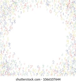 Hand drawn numbers. .  Scribbled handwritten numbers for  card, poster, banner. Vector background with color numbers in primitive style. Simple pattern for your design.