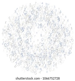 Hand drawn numbers. Scribbled handwritten numbers for  card, poster, banner. Vector background with color numbers in primitive style. Simple pattern for your design.