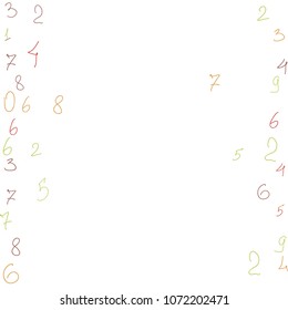 Hand drawn numbers. .  Scribbled handwritten numbers for  card, poster, banner. Vector background with color numbers in primitive style. Simple pattern for your design.
