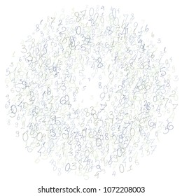 Hand drawn numbers. Scribbled handwritten numbers for  card, poster, banner. Vector background with color numbers in primitive style. Simple pattern for your design.