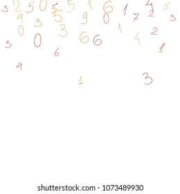 Hand drawn numbers. Scribbled handwritten numbers for  card, poster, banner. Vector background with color numbers in primitive style. Simple pattern for your design.