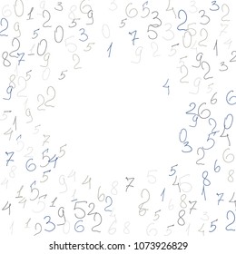 Hand drawn numbers. .  Scribbled handwritten numbers for  card, poster, banner. Vector background with color numbers in primitive style. Simple pattern for your design.