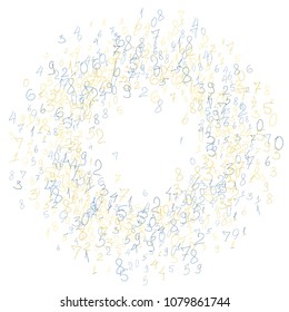 Hand drawn numbers. Scribbled handwritten numbers for  card, poster, banner. Vector background with color numbers in primitive style. Simple pattern for your design.