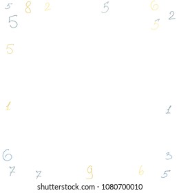 Hand drawn numbers. Scribbled handwritten numbers for  card, poster, banner. Vector background with color numbers in primitive style. Simple pattern for your design.