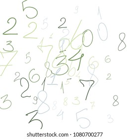 Hand drawn numbers. Scribbled handwritten numbers for  card, poster, banner. Vector background with color numbers in primitive style. Simple pattern for your design.