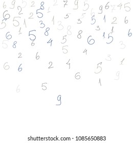 Hand drawn numbers. .  Scribbled handwritten numbers for  card, poster, banner. Vector background with color numbers in primitive style. Simple pattern for your design.
