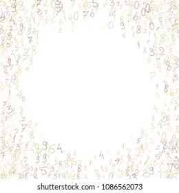 Hand drawn numbers. .  Scribbled handwritten numbers for  card, poster, banner. Vector background with color numbers in primitive style. Simple pattern for your design.