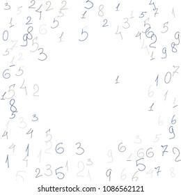 Hand drawn numbers. .  Scribbled handwritten numbers for  card, poster, banner. Vector background with color numbers in primitive style. Simple pattern for your design.