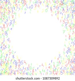 Hand drawn numbers. Scribbled handwritten numbers for  card, poster, banner. Vector background with color numbers in primitive style. Simple pattern for your design.