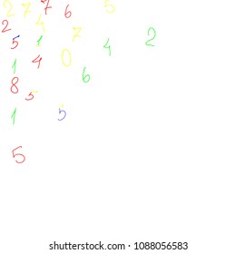 Hand drawn numbers. Scribbled handwritten numbers for  card, poster, banner. Vector background with color numbers in primitive style. Simple pattern for your design.