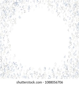 Hand drawn numbers. .  Scribbled handwritten numbers for  card, poster, banner. Vector background with color numbers in primitive style. Simple pattern for your design.