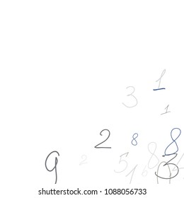 Hand drawn numbers. Scribbled handwritten numbers for  card, poster, banner. Vector background with color numbers in primitive style. Simple pattern for your design.