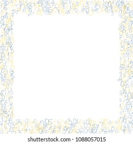 Hand drawn numbers. Scribbled handwritten numbers for  card, poster, banner. Vector background with color numbers in primitive style. Simple pattern for your design.