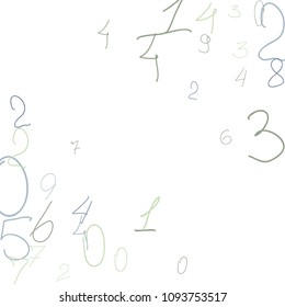Hand drawn numbers. .  Scribbled handwritten numbers for  card, poster, banner. Vector background with color numbers in primitive style. Simple pattern for your design.