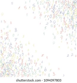 Hand drawn numbers. .  Scribbled handwritten numbers for  card, poster, banner. Vector background with color numbers in primitive style. Simple pattern for your design.