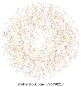 Hand drawn numbers. Scribbled handwritten numbers for  card, poster, banner. Vector background with color numbers in primitive style. Simple pattern for your design.