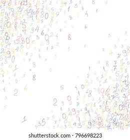 Hand drawn numbers. Scribbled handwritten numbers for  card, poster, banner. Vector background with color numbers in primitive style. Simple pattern for your design.