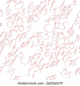 hand drawn numbers seamless pattern