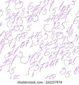 hand drawn numbers seamless pattern