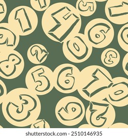 Hand drawn numbers seamless vector pattern for digital background, wallpaper and textile print. Cartoon style drawing. Education and finance theme, school lettering mathematic.