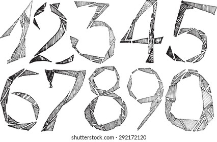 hand drawn numbers set