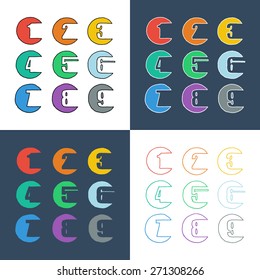 Hand drawn numbers set. Design vector illustration.