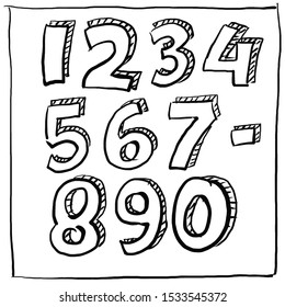 hand drawn numbers set doodle