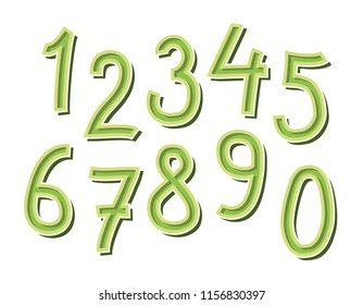 Hand drawn numbers set. Vector illustration. Doodle style.