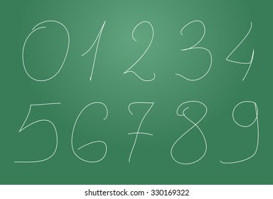 Hand drawn numbers. Sketch numbers. Vector illustration.