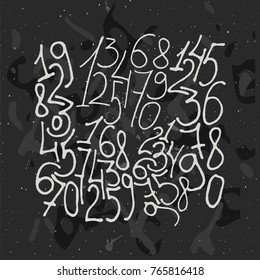 Hand drawn numbers. Stock vector illustration of handwritten numerical elements arranged for decoration.