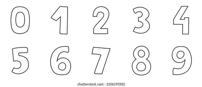 Hand drawn numbers vector isolated on white background